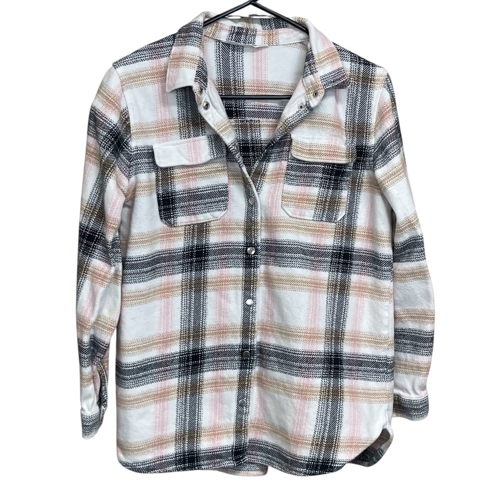 H&M Plaid Kids Button Down Shirt Shacket Multicolor Shirt Size 18 Girls